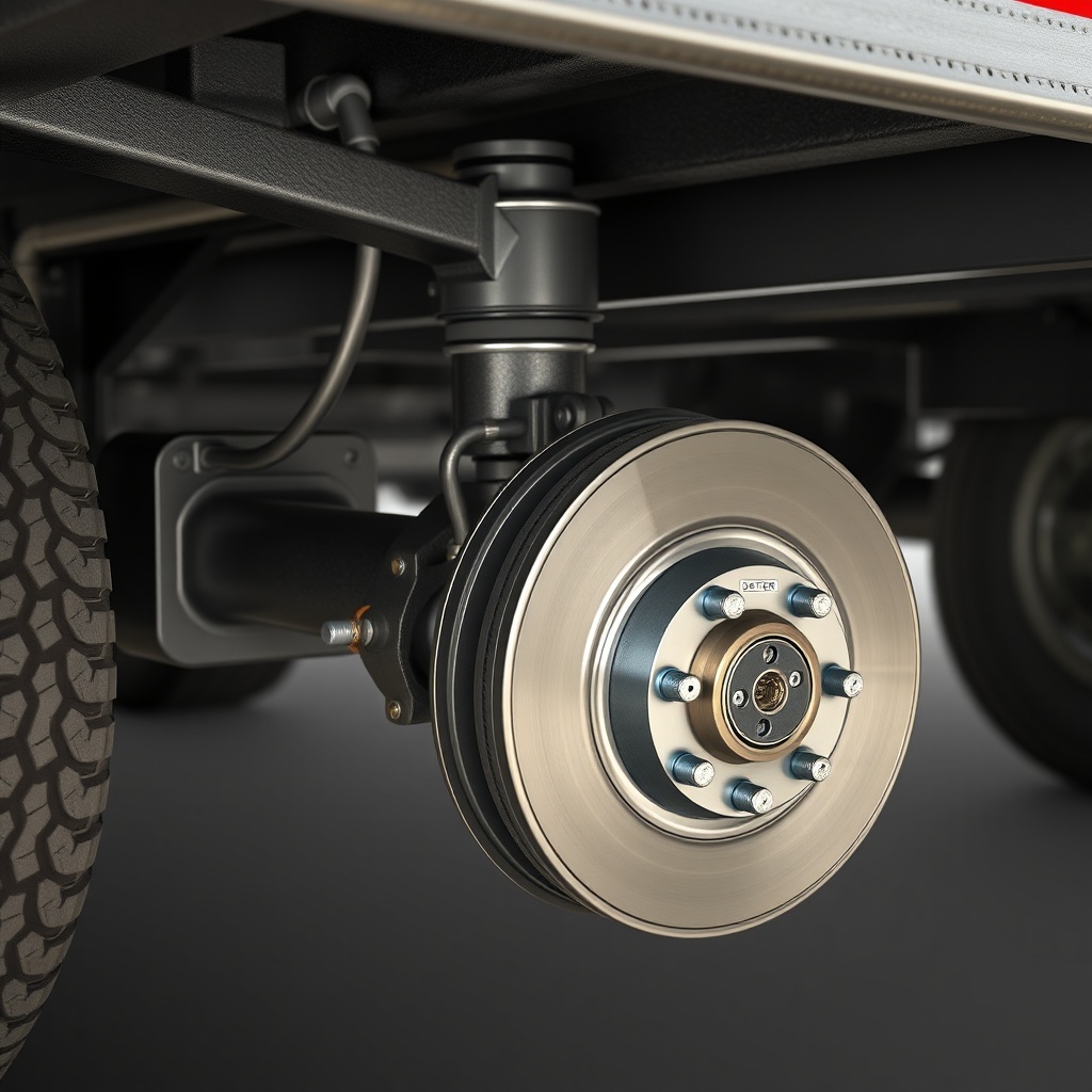 <clean photorealistic photo/illustration of a Dexter Nev-R-Adjust 10-72 axle assembly moun