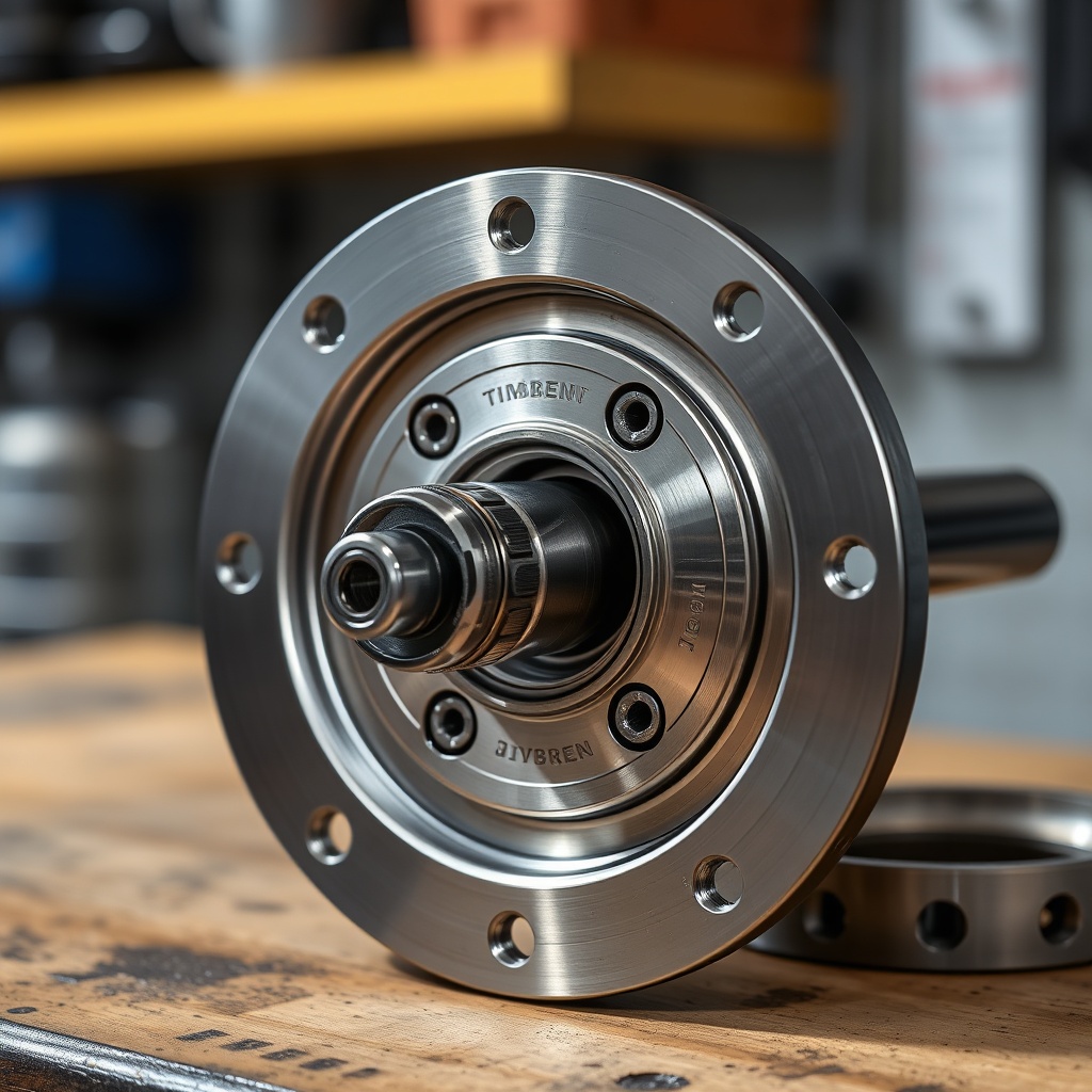 Close-up of a Timbren HD3500SL hub assembly on a workbench