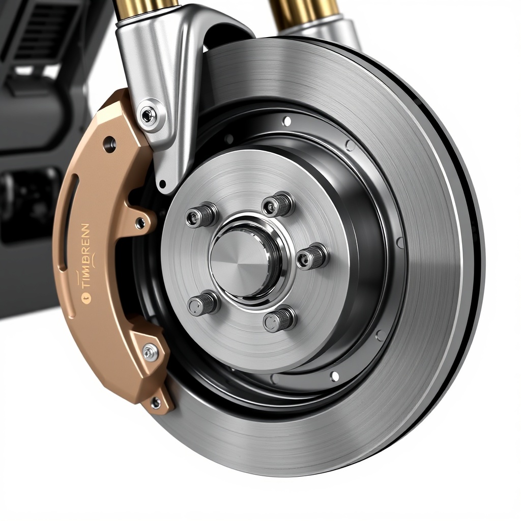 <clean photorealistic photo/illustration of Timbren HD3500SL brake assembly showing disc r