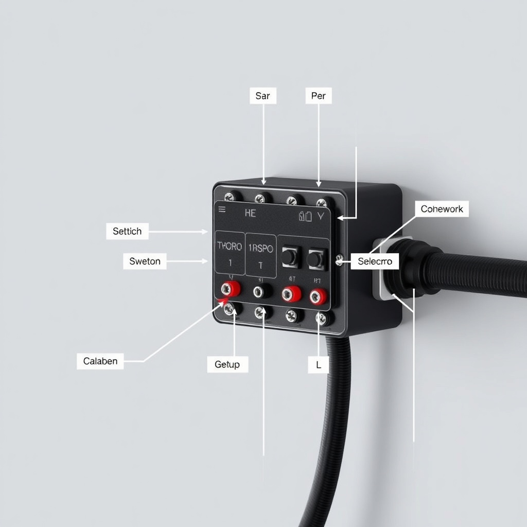 <clean photorealistic photo/illustration of HD3500SL breakaway switch wiring diagram with