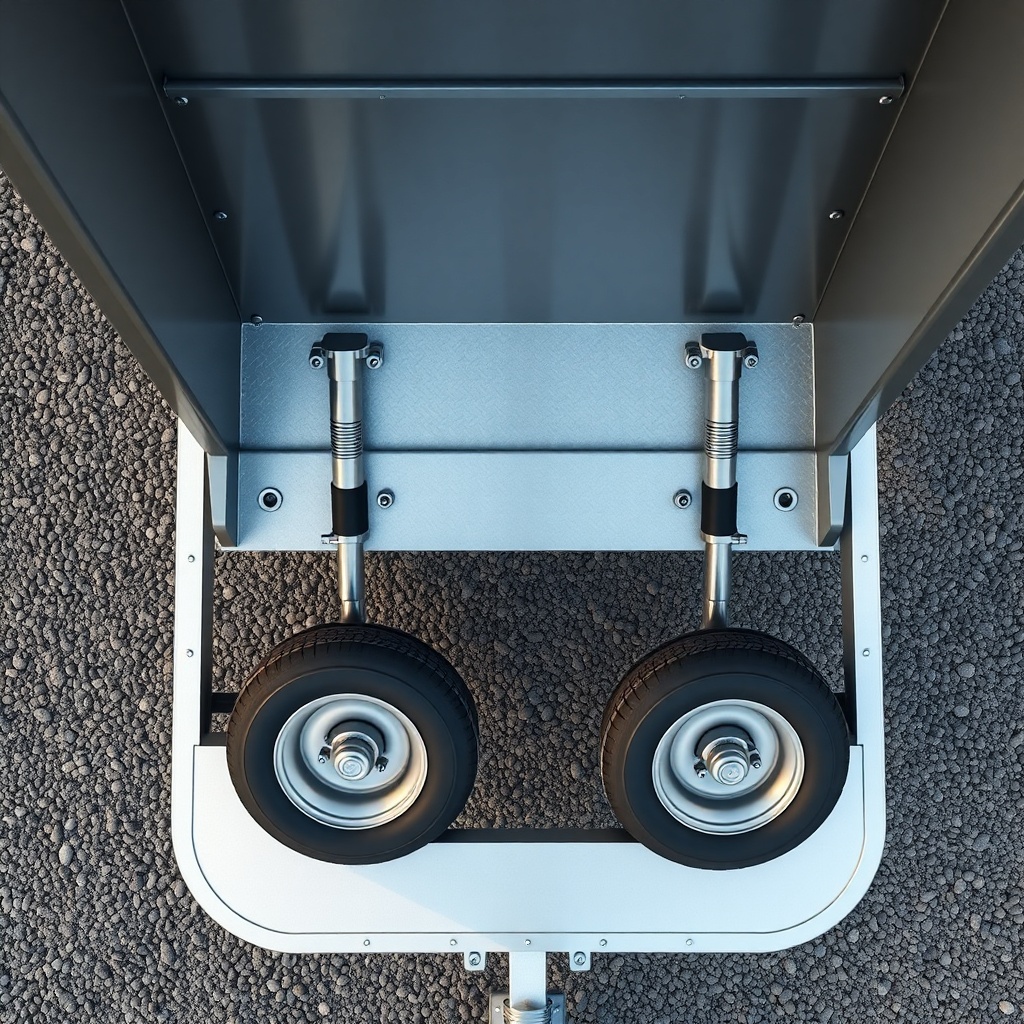 A photorealistic top-down shot of a trailer with Timbren HD3500SL upgrade