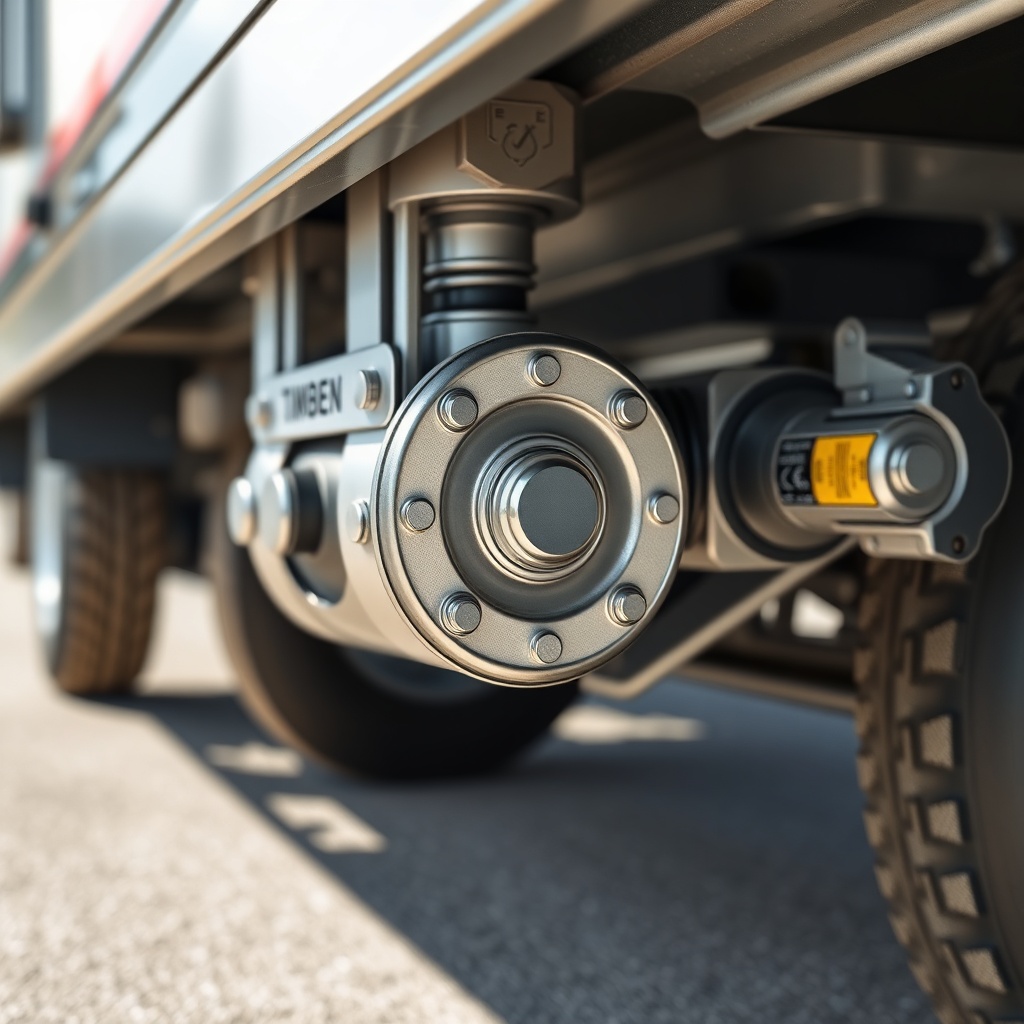 <clean photorealistic photo/illustration of a Timbren HD3500SL mounted on a trailer axle